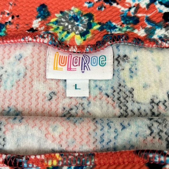 LuLaRoe Cassie Skirt | Orange w/‎ Multi Color Floral | Large - Picture 2 of 4